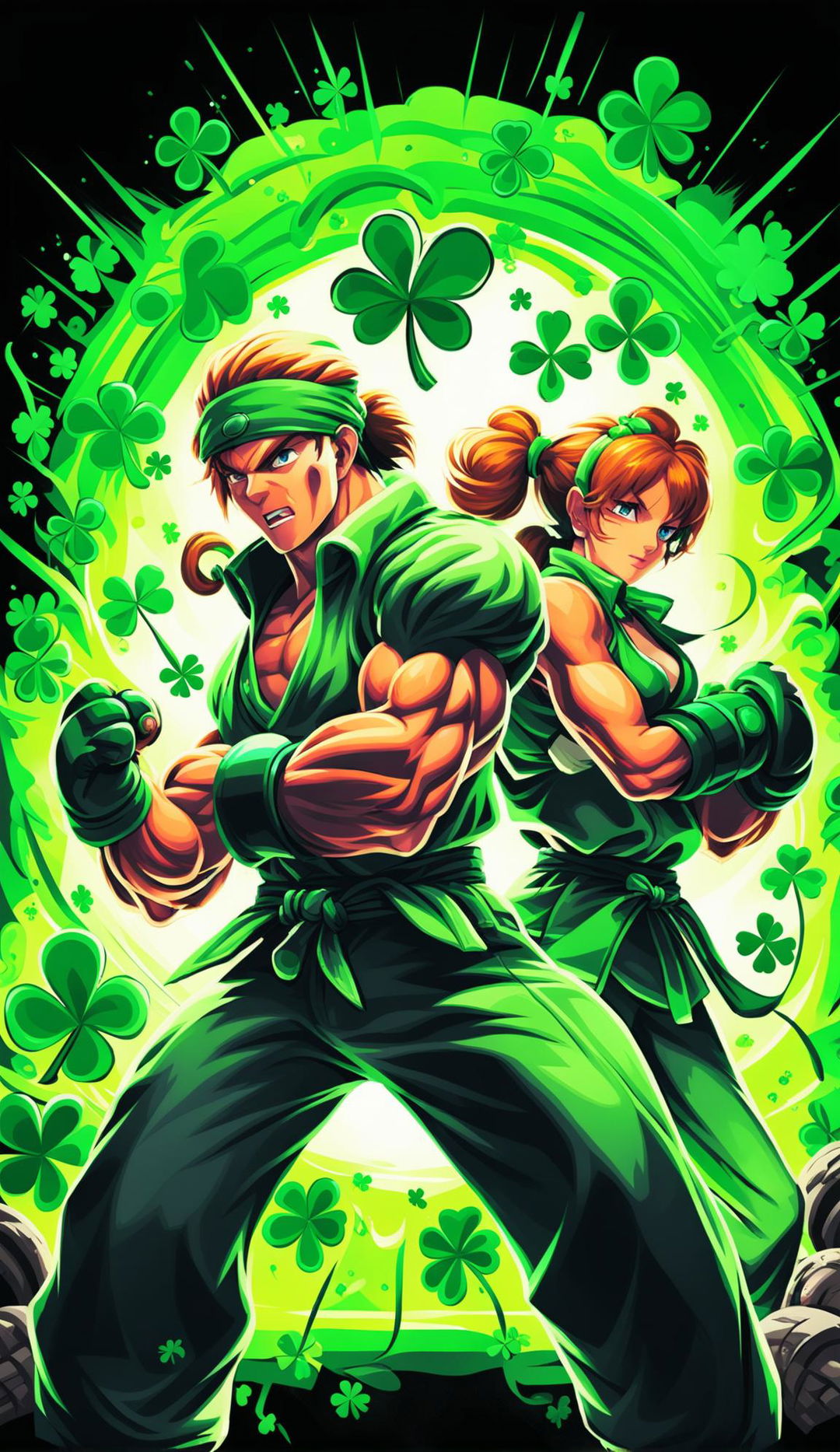 A high-definition poster for a Street Fighter-style game with a St