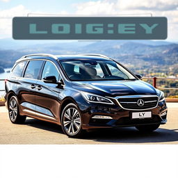 A beautiful, large black family car that seats 9 people, featuring the logo 'LY' prominently displayed on the front