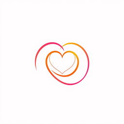 A modern and creative logo design for a dating app, featuring two interlocking circles that form a heart shape in the center, symbolizing connection and partnership