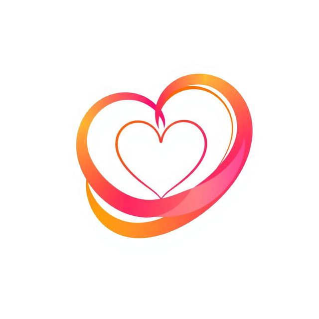 A modern and creative logo design for a dating app, featuring two interlocking circles that form a heart shape in the center, symbolizing connection and partnership