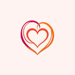 A modern and creative logo design for a dating app, featuring two interlocking circles that form a heart shape in the center, symbolizing connection and partnership