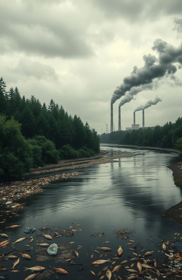 A visually striking cover page for a report on environmental disasters caused by pollution