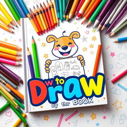 A vibrant and playful cover design for a children's drawing book titled "How to Draw