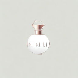 The image is a digital art representation of a minimalist, rose gold logo for a luxury perfume brand