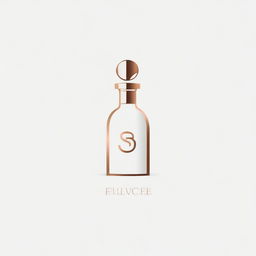 The image is a digital art representation of a minimalist, rose gold logo for a luxury perfume brand