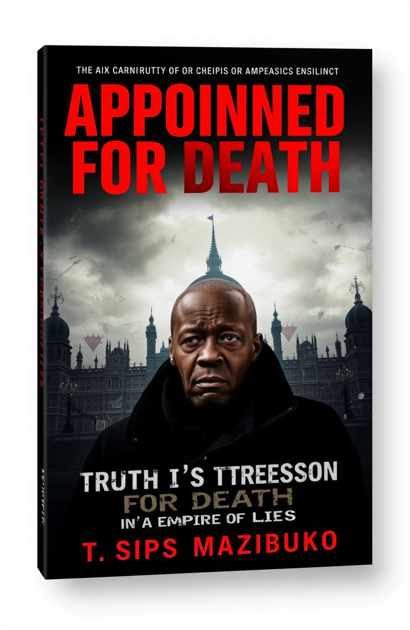 A visually striking and thought-provoking book cover design for 'Appointed for Death: Truth is Treason in an Empire of Lies' by T