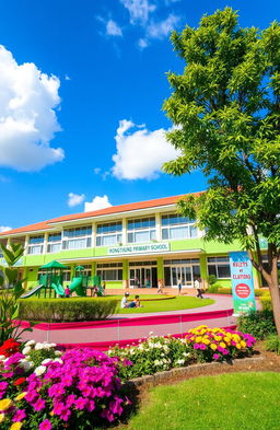 A vibrant and inviting view of RONGTHUNG PRIMARY SCHOOL, showcasing its colorful facade and well-kept surroundings