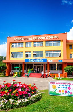 A vibrant and inviting view of RONGTHUNG PRIMARY SCHOOL, showcasing its colorful facade and well-kept surroundings