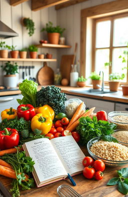 A beautifully arranged assortment of whole foods in a cozy kitchen setting