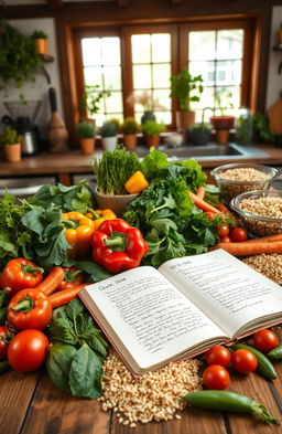 A beautifully arranged assortment of whole foods in a cozy kitchen setting
