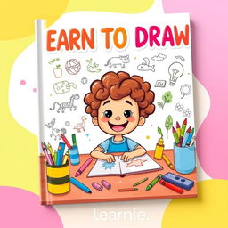 A vibrant and engaging kids book cover illustrating the theme of learning to draw