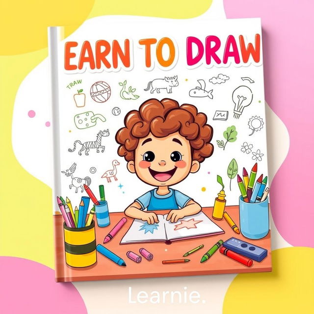 A vibrant and engaging kids book cover illustrating the theme of learning to draw