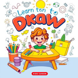 A vibrant and engaging kids book cover illustrating the theme of learning to draw