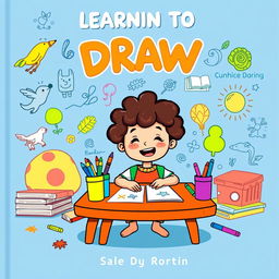 A vibrant and engaging kids book cover illustrating the theme of learning to draw