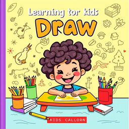 A vibrant and engaging kids book cover illustrating the theme of learning to draw