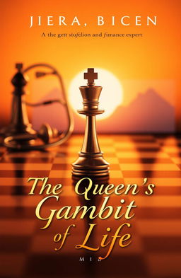 A visually stunning book cover featuring a chessboard that gradually fades into a warm and serene sunset, symbolizing the journey of life and love