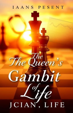A visually stunning book cover featuring a chessboard that gradually fades into a warm and serene sunset, symbolizing the journey of life and love