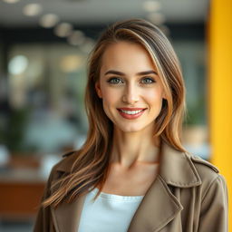 A 35-year-old woman of European Polish descent, showcasing her unique beauty, dressed in modern and stylish clothing suitable for video content