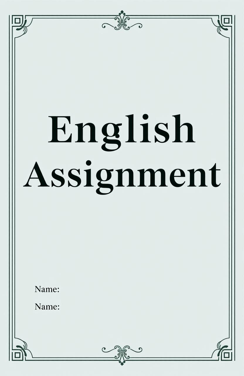 A professional and educational assignment book cover featuring the words 'English Assignment' prominently displayed in a clear, bold font