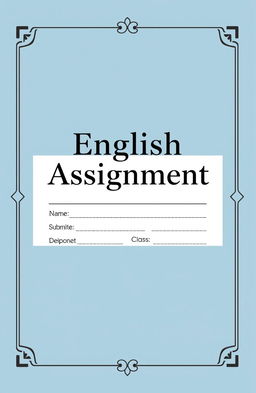 A professional and educational assignment book cover featuring the words 'English Assignment' prominently displayed in a clear, bold font