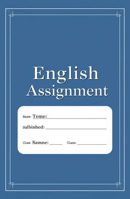 A professional and educational assignment book cover featuring the words 'English Assignment' prominently displayed in a clear, bold font