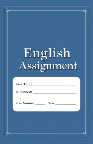 Elegant English Assignment Book Cover Design | Professional Academic ...