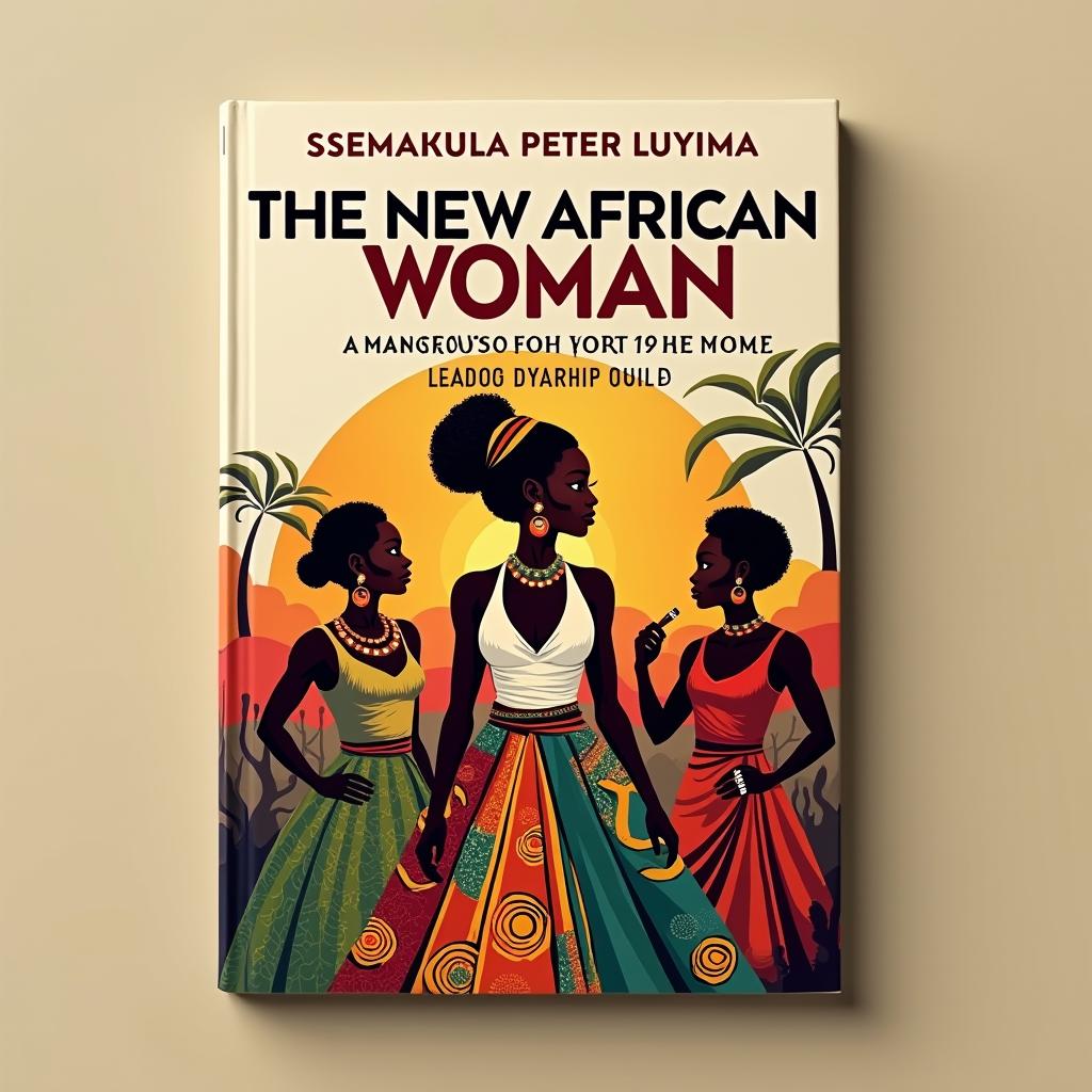 A dynamic book cover design featuring three colorful African women, each representing different facets of African culture and empowerment