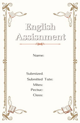 A visually appealing assignment book cover designed for an English assignment