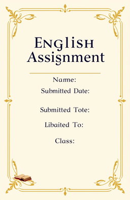 A visually appealing assignment book cover designed for an English assignment