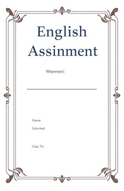 A visually appealing assignment book cover designed for an English assignment