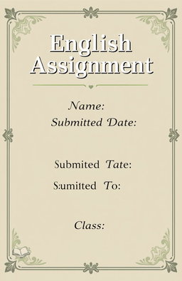 A visually appealing assignment book cover designed for an English assignment