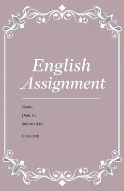 A visually appealing assignment book cover design featuring the title 'English Assignment' prominently displayed in a focused and elegant font