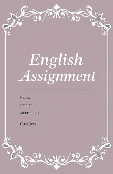 Elegant English Assignment Book Cover Design | Tasteful and Professional