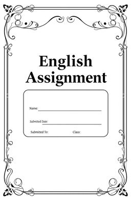 A visually appealing assignment book cover design featuring the title 'English Assignment' prominently displayed in a focused and elegant font