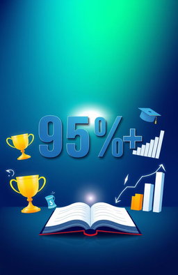 A striking digital artwork that focuses on the number '95%+' prominently displayed in a large, bold font in the center