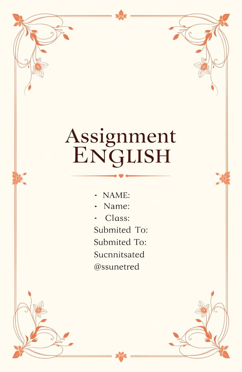 An aesthetically pleasing cover page for an assignment, featuring elegant standard borders adorned with delicate floral designs