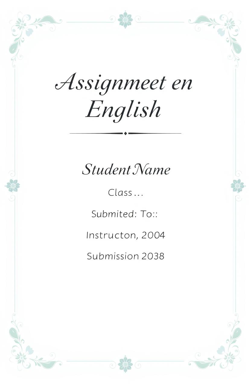 A beautifully designed cover page for an assignment, featuring standard borders