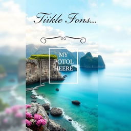 Design a book cover featuring a captivating background scene related to the book's theme, with an elegant title font prominently displayed at the top