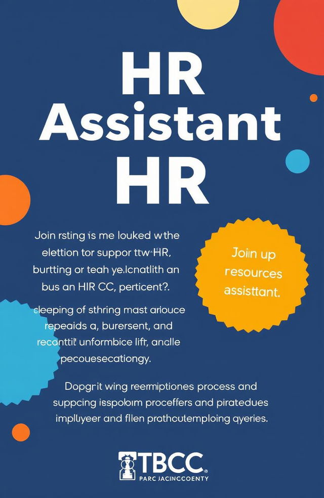 Join the team at TBCC as an HR Assistant! We are looking for a motivated and organized individual to support our human resources department