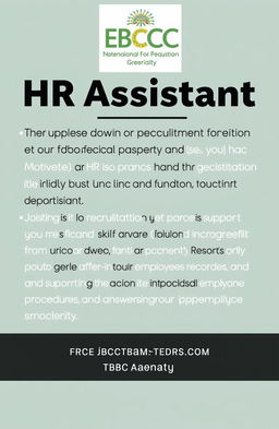 Join the team at TBCC as an HR Assistant! We are looking for a motivated and organized individual to support our human resources department