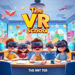 A film poster for an animated movie titled 'The VR School'