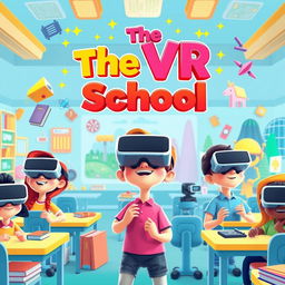 A film poster for an animated movie titled 'The VR School'
