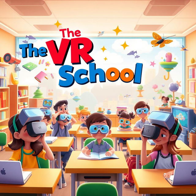 A film poster for an animated movie titled 'The VR School'