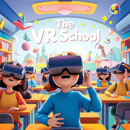 A film poster for an animated movie titled 'The VR School'