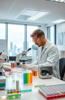 A scientist in a modern laboratory, engrossed in conducting DNA experiments