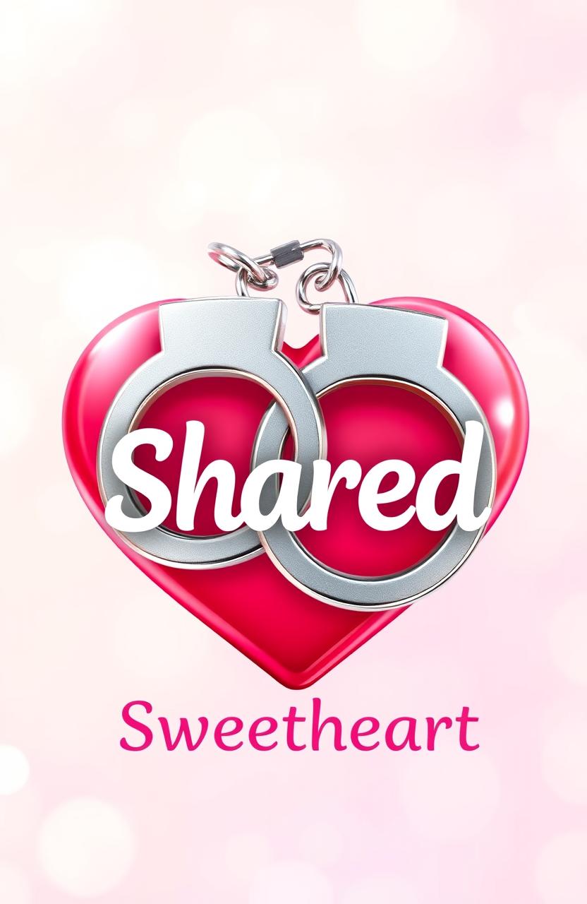 A cute heart design intricately entwined with shiny, metallic handcuffs