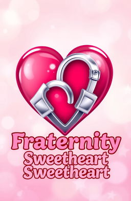 A cute heart design intricately entwined with shiny, metallic handcuffs