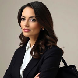 A chic and elegant portrait of a 35-year-old European woman, showcasing her sophisticated fashion sense