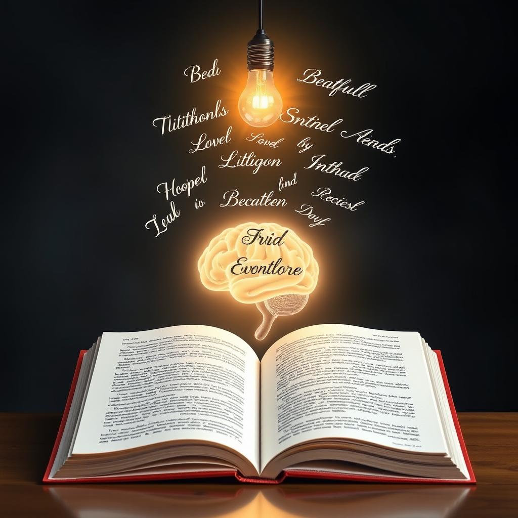 A visually striking and artistic representation of an open book with a glowing light bulb above it, symbolizing creativity and knowledge