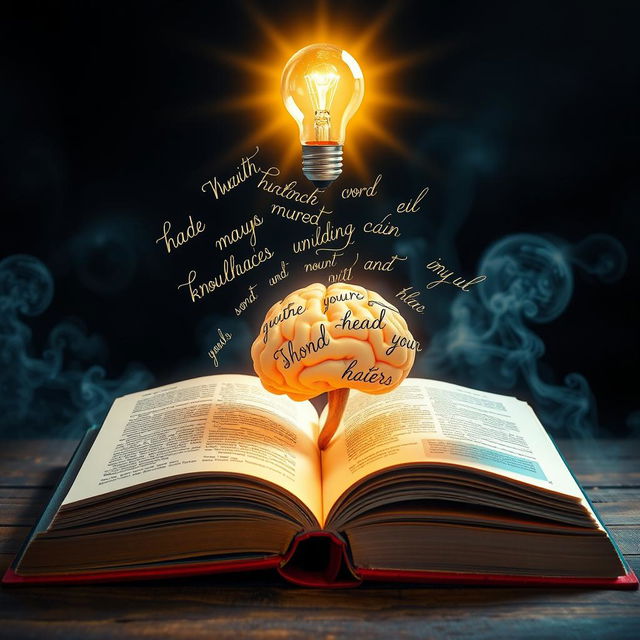 A visually striking and artistic representation of an open book with a glowing light bulb above it, symbolizing creativity and knowledge